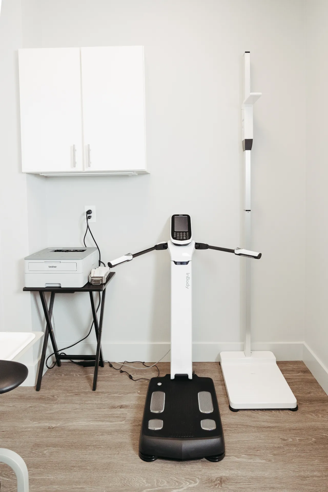 InBody body composition scale in the Encompass Wellness intake room used for hormone therapy monitoring