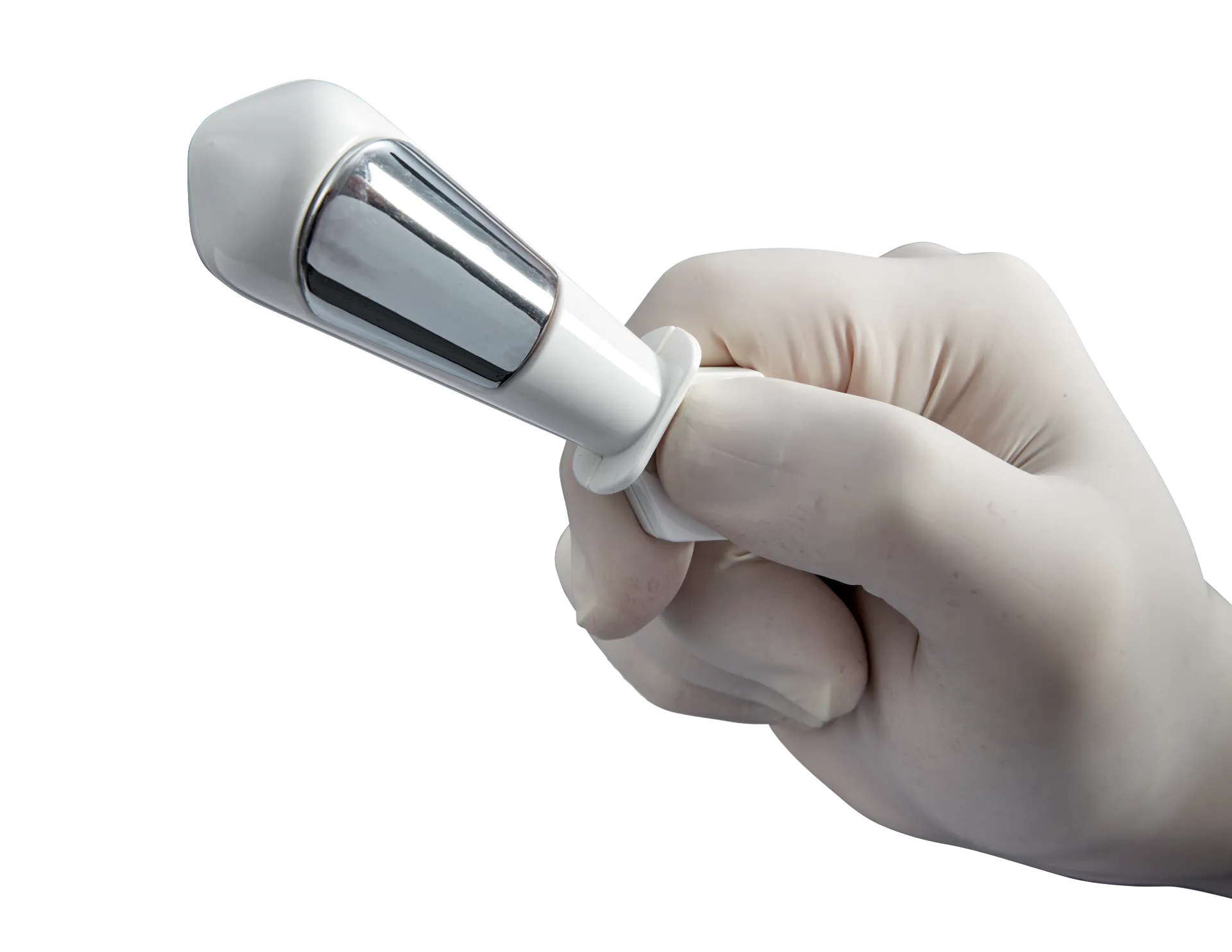 VTone intravaginal electro-stimulator device held from the side — FDA-cleared pelvic floor therapy tool